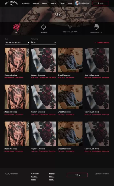 Страница категории мастеров